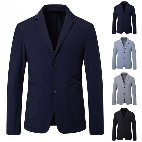 SGFCWSX Men's Blazer Jacket, Business Slim Fit Collared Pocket Tuxedo Blazers Navy L