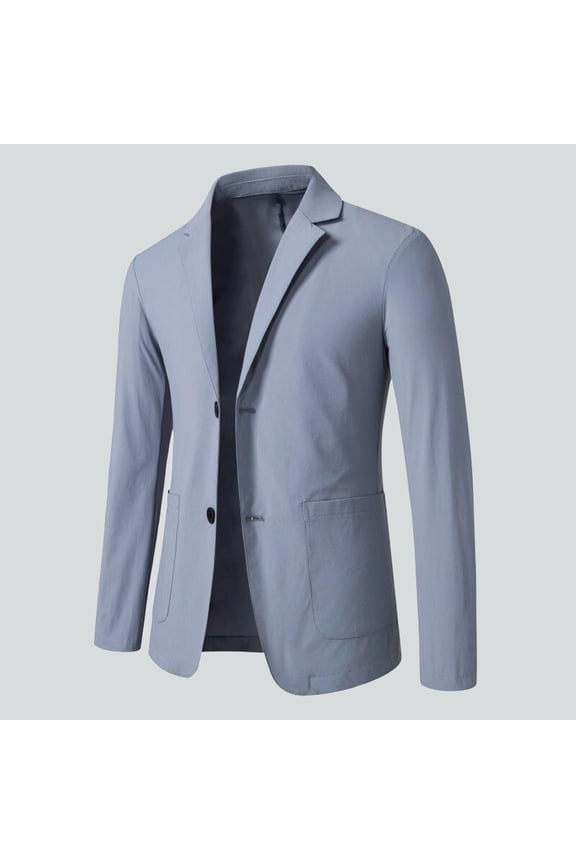Men's Blazer Jacket, Slim Fit Collared Pocket Business Tuxedo Blazers Sky Blue M