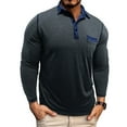 thumbnail image 1 of SGFCWSX Men Long Sleeve T-Shirt,Button Pocket Solid Color Breathable Casual T-shirts Dark Gray M, 1 of 6