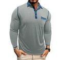 thumbnail image 1 of SGFCWSX Men Long Sleeve T-Shirt,Breathable Solid Color Button Pocket Casual T-shirts Gray XL, 1 of 6