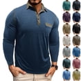 thumbnail image 1 of SGFCWSX Men Long Sleeve T-Shirt,Solid Color Breathable Button Pocket Casual T-shirts Navy 2XL, 1 of 7