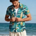 thumbnail image 1 of SGFCWSX Men's Casual Short Sleeve Button Up Shirt Tropical Floral Print Summer Vacation Hawaiian Shirt Light Blue Size 2XL, 1 of 9