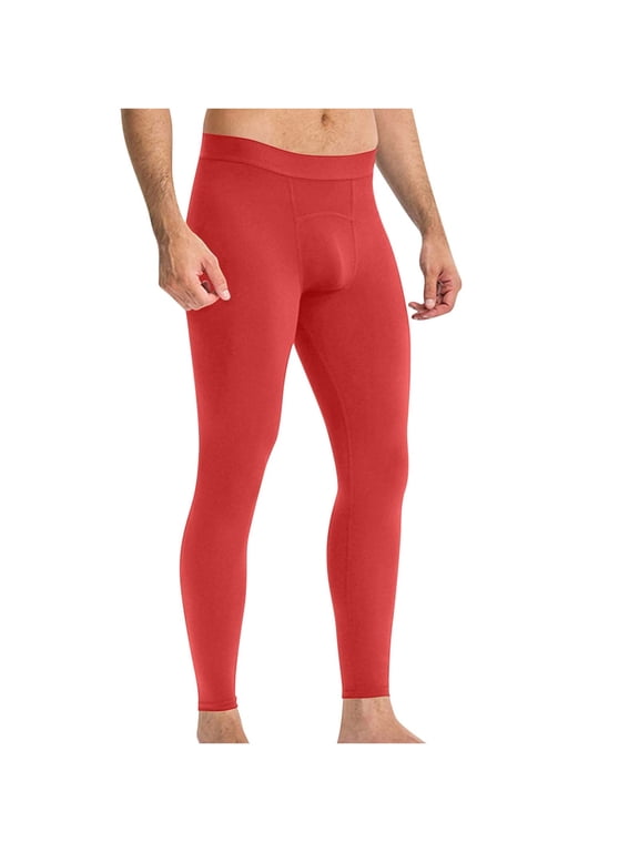 Men's Compression Pants High Elastic Quick Dry Base Layer Tights for Running Gym Basketball Yoga Training Red Size M