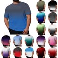 thumbnail image 1 of SGFCWSX Men's Crewneck T-Shirt, Gradient Short Sleeve Plus Size Casual Daily Top for Men Navy Size 5XL, 1 of 6