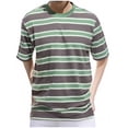 thumbnail image 1 of SGFCWSX Men's Crewneck T-Shirt, Striped Short Sleeve Versatile Daily Essential Top for Men Multicolor Size M, 1 of 3