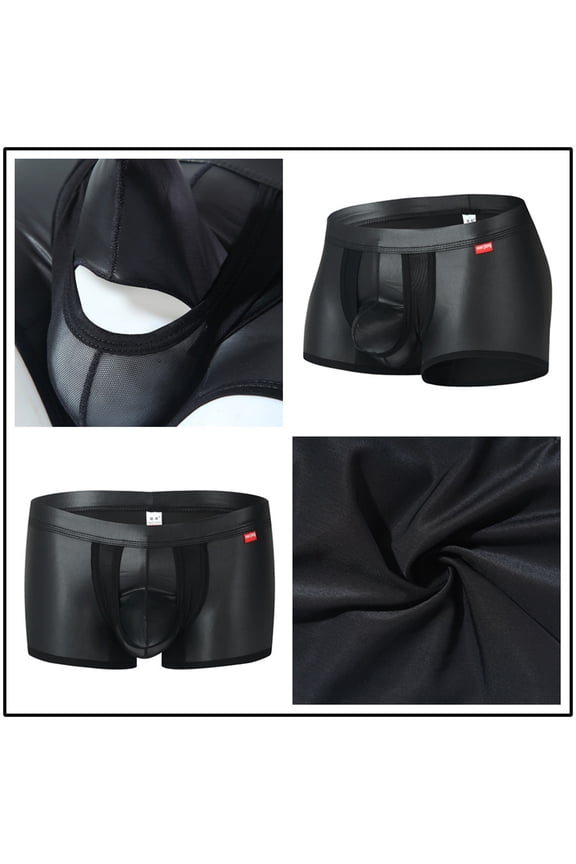 Men's Faux-Leather Open-Back Boxer Shorts** Black S