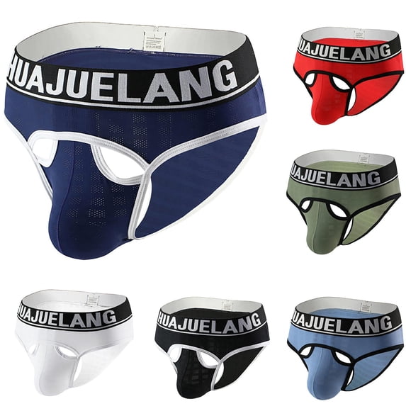 SGFCWSX Men's Flat-Angle Underwear With U-Shaped Protrusion,Breathable And Fashionable Men's Triangular Underwear Black L