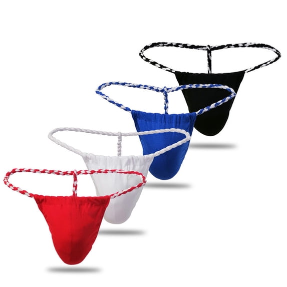 SGFCWSX Men's Hand-Woven Cord Low-Rise Thong** Blue XXL
