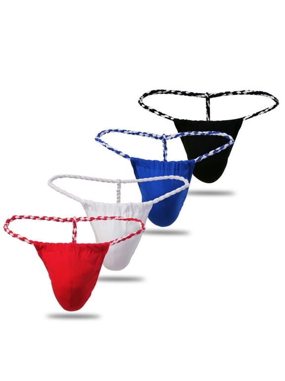 Men's Hand-Woven Cord Low-Rise Thong** White XXL