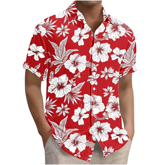 SGFCWSX Men's Hawaiian Shirt, Printed Short Sleeve Button Down Lightweight Shirt for Summer Beach Days Multicolor Size 4XL
