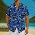 thumbnail image 1 of SGFCWSX Men's Hawaiian Shirt Short Sleeve Button Down, Breathable Palm Tree Print Lightweight Summer Beach Outfit Blue Size 4XL, 1 of 5