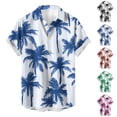 thumbnail image 1 of SGFCWSX Men's Hawaiian Shirt Short Sleeve Button Down Palm Tree Print Lightweight Beach Vacation Shirt Blue Size 3XL, 1 of 4