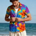 thumbnail image 1 of SGFCWSX Men's Hawaiian Short Sleeve Button Down Shirt Tropical Hibiscus Palm Leaf Print Beach Casual Shirt Multicolor Size M, 1 of 9