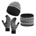 thumbnail image 1 of SGFCWSX Men's Knitted Hat Three Piece Set,Color Blocked Thickened Winter Woolen Hat Set Black Free Size, 1 of 3