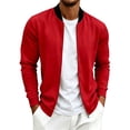 thumbnail image 1 of SGFCWSX Men's Lightweight Jacket Regular Fit Bomber Collar Full Zip Casual Jackets with Pockets Red Size XL, 1 of 5