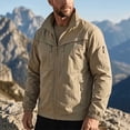 thumbnail image 1 of SGFCWSX Men's Lightweight Jacket Regular Fit Stand Collar Full Zip Windbreaker Outdoor Jackets with Multi Pockets Khaki Size XL, 1 of 9