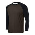 thumbnail image 1 of SGFCWSX Long Sleeve T-Shirt for Men,Breathable Elastic Pullover Casual Color Block Tops Brown L, 1 of 2