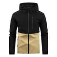 thumbnail image 1 of SGFCWSX Men's Long Sleeve Hooded Jacket, Waterproof Outwear Color-Block Workwear Jacket Khaki S, 1 of 5