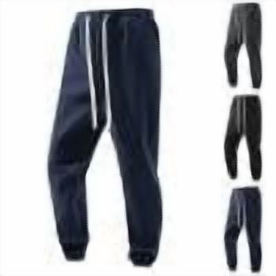 SGFCWSX Men Fleece Long Pants,Joggers Solid Color Adjustable Waist Casual Sweatpants Dark Blue L
