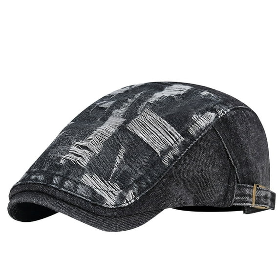 SGFCWSX Men's Outdoor Warm Hats,Adjustable Retro HatVintage Golf Beret Hat Black Free Size