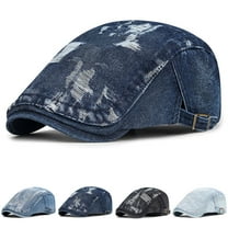 SGFCWSX Men's Outdoor Warm Hats,HatVintage Retro Adjustable Golf Beret Hat Navy Free Size