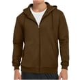 thumbnail image 1 of SGFCWSX Men's Outwear Jackets, Zip Up Performance Training Sports Hooded Jacket Coffee XL, 1 of 6