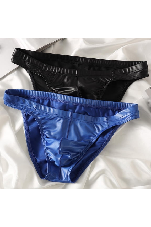 Men's PU Faux-Leather Low-Rise Briefs** Black XL