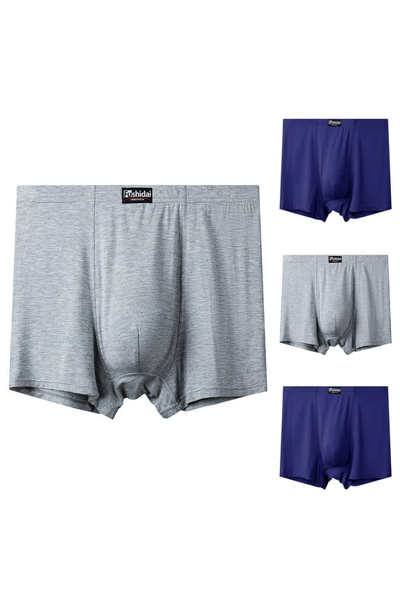 Men's Plus-Size Seamless Boxer Shorts** Blue 4XL