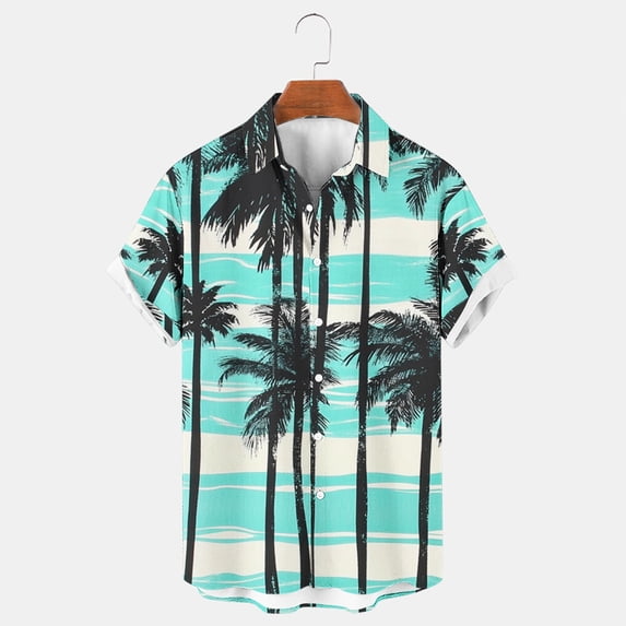 SGFCWSX Men's Printed Shirt Short Sleeve Button Down, Rolled Cuffs Lightweight Breathable Summer Vacation Wear Multicolor Size 2XL