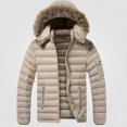 SGFCWSX Men's Puffer Jacket Hooded Faux Fur Collar Lightweight Full Zip ...