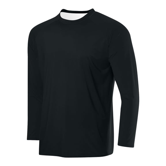 SGFCWSX Men's Pullover Tops, Long - sleeve Round Neck Solid Athletic Tops Black S
