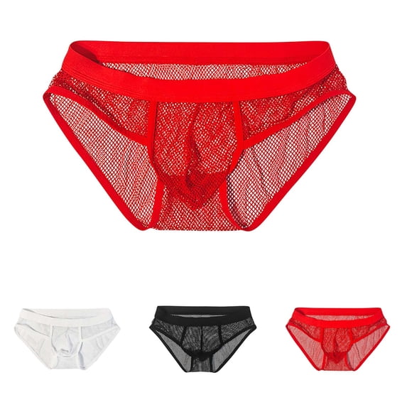 SGFCWSX Men's Sheer Mesh Briefs** Red L