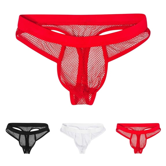 SGFCWSX Men's Sheer Mesh Briefs** Red L
