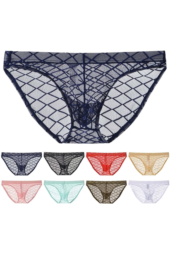 Men's Sheer Mesh Lace Briefs** Army Green M