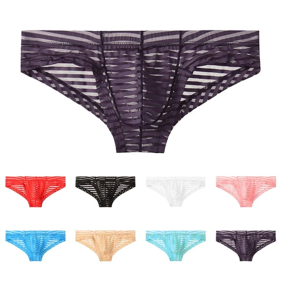 SGFCWSX Men's Sheer Mesh Lace Briefs** Red M