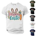 thumbnail image 1 of SGFCWSX Men's Short Sleeve T-Shirt, Casual Graphic Print Happy Easter Holiday Crewneck Tee for Men White Size L, 1 of 5