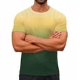 thumbnail image 1 of SGFCWSX Men's Short Sleeve T-Shirts, Casual Gradient Crewneck Workout Top for Men Green Size 3XL, 1 of 9