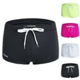 thumbnail image 1 of SGFCWSX Men's Solid Drawstring Swim Boxers in Quick-Dry Blend** Black L, 1 of 8