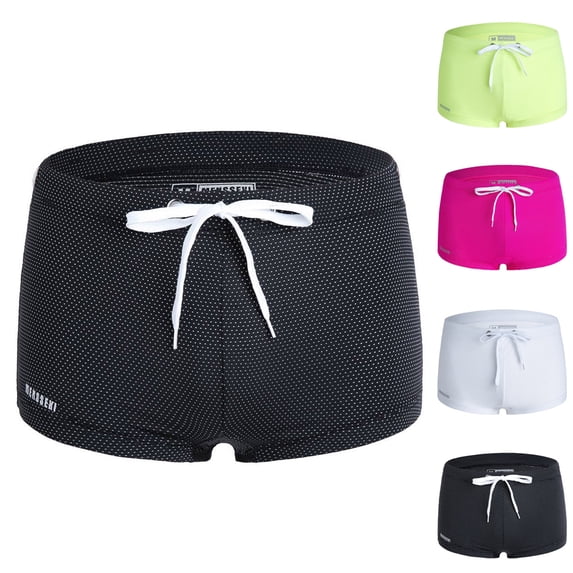 SGFCWSX Men's Solid Drawstring Swim Boxers in Quick-Dry Blend** Black L