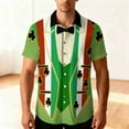 thumbnail image 1 of SGFCWSX Men's St. Patrick's Day Short Sleeve Shirt Tuxedo Shamrock Print Button Down Party Costume Shirt Green Size XL, 1 of 9