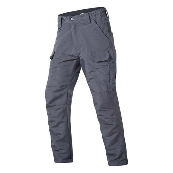 SGFCWSX Men's Tactical Cargo Pants,Water - Repellent Multiple Pockets Button - zip Elastic Waist Cargo Pants Gray 2XL