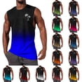 thumbnail image 1 of SGFCWSX Men's Tank Tops Gradient Print Sleeveless Shirts Athletic Breathable Lightweight Tops for Workout Gym Running Casual Wear Blue Size XL, 1 of 5