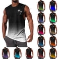 thumbnail image 1 of SGFCWSX Men's Tank Tops Gradient Print Sleeveless Shirts Athletic Breathable Lightweight Tops for Workout Gym Running Casual Wear White Size 2XL, 1 of 5