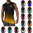 thumbnail image 1 of SGFCWSX Men's Tank Tops Gradient Print Sleeveless Shirts Lightweight Athletic Breathable Tops for Workout Gym Running Casual Wear Yellow Size L, 1 of 5