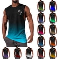 thumbnail image 1 of SGFCWSX Men's Tank Tops Gradient Print Sleeveless Shirts Lightweight Breathable Athletic Tops for Workout Gym Running Casual Wear Sky Blue Size S, 1 of 5