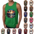 thumbnail image 1 of SGFCWSX Men's Tank Tops Printed Sleeveless Shirts Lightweight Breathable Beachwear for Vacation Casual Wear Green Size 4XL, 1 of 6