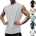 thumbnail image 1 of SGFCWSX Men's Tank Tops Quick Dry Sleeveless Workout Shirts Loose Fit Breathable Athletic Tops for Gym Fitness Training Running Gray Size 2XL, 1 of 6