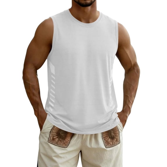 SGFCWSX Men's Tank Tops Sleeveless Shirts for Men Athletic Quick Dry Stretchy Breathable Summer Muscle Tank Top White Size 4XL