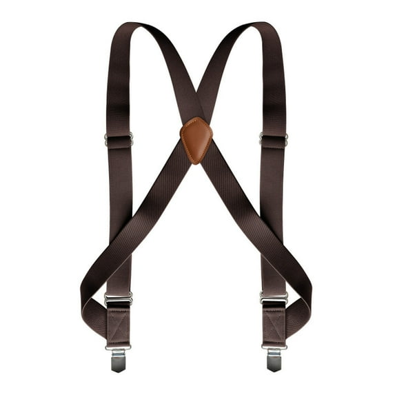 SGFCWSX Men's Utility X-Back Suspenders, 4-Clip Elastic Adjustable Outdoor Coffee