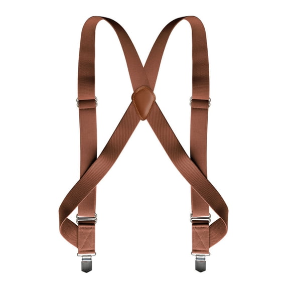 SGFCWSX Men's Utility X-Back Suspenders, Adjustable 4-Clip Elastic Outdoor Brown